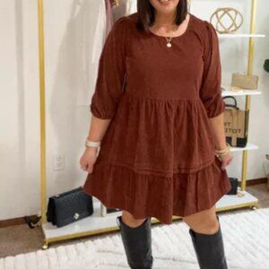 3X Brown Corduroy Dress